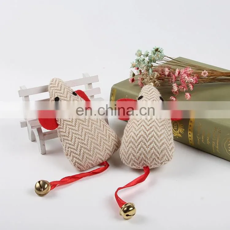 Manufacturers direct sale linen squeaky pet toys cat mouse with bell