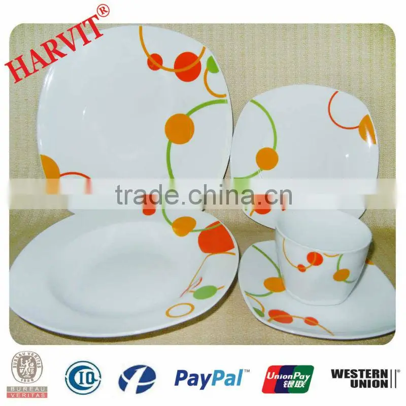 20pcs square shape english porcelain dinner set