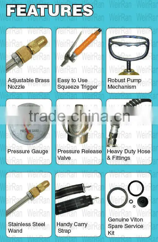 (4582) 5L stainless steel pressure hot water sprayer with viton seal