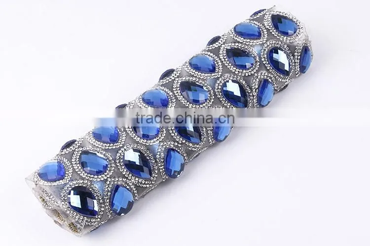 Shinning Hot Fix Big Glass Stone Roll Crystal Rhinestone Mesh