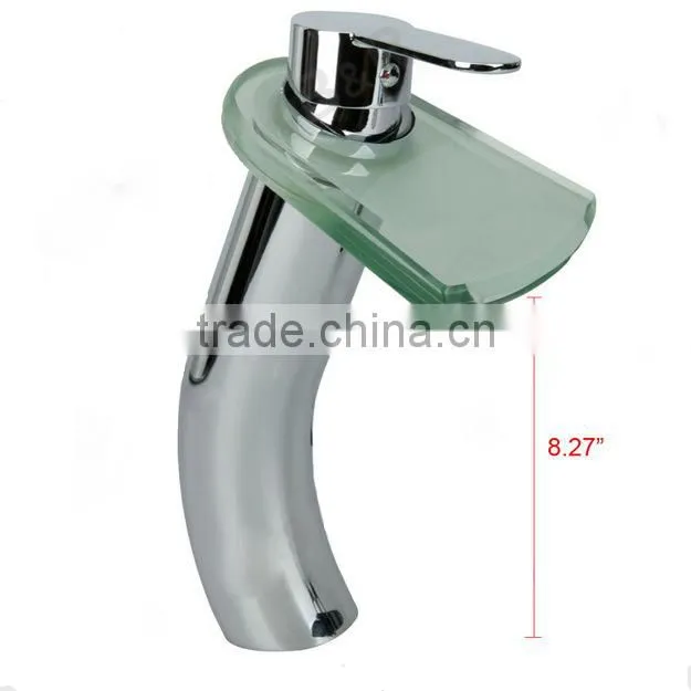 Brass Chrome High Glass Waterfall Basin Faucet
