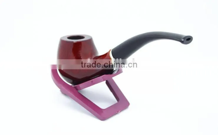 Classic Wooden Smoking Tobacco Pipe with Pouch and stand Red wooden smoking Pipe