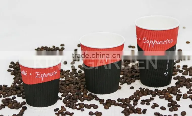 12oz Espresso Ripple wall Coffee paper cups with lids