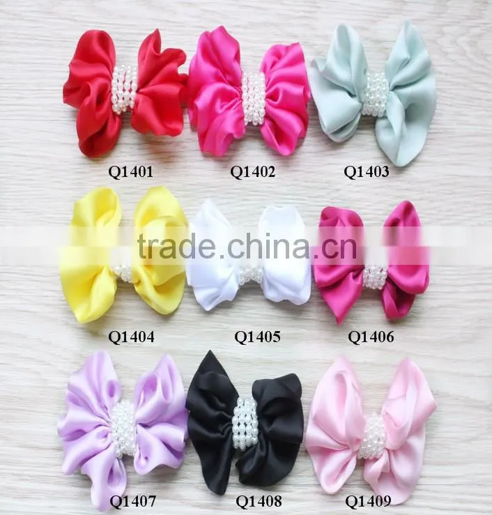 hot pink shiny bow -baby hair flower clips headband hair accessory bows -handmade sequin fabric bowknot in 32 colors