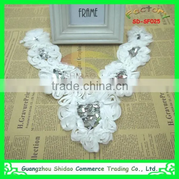 custom new arrival white cheap and chantilly sequin african lace collar for garment