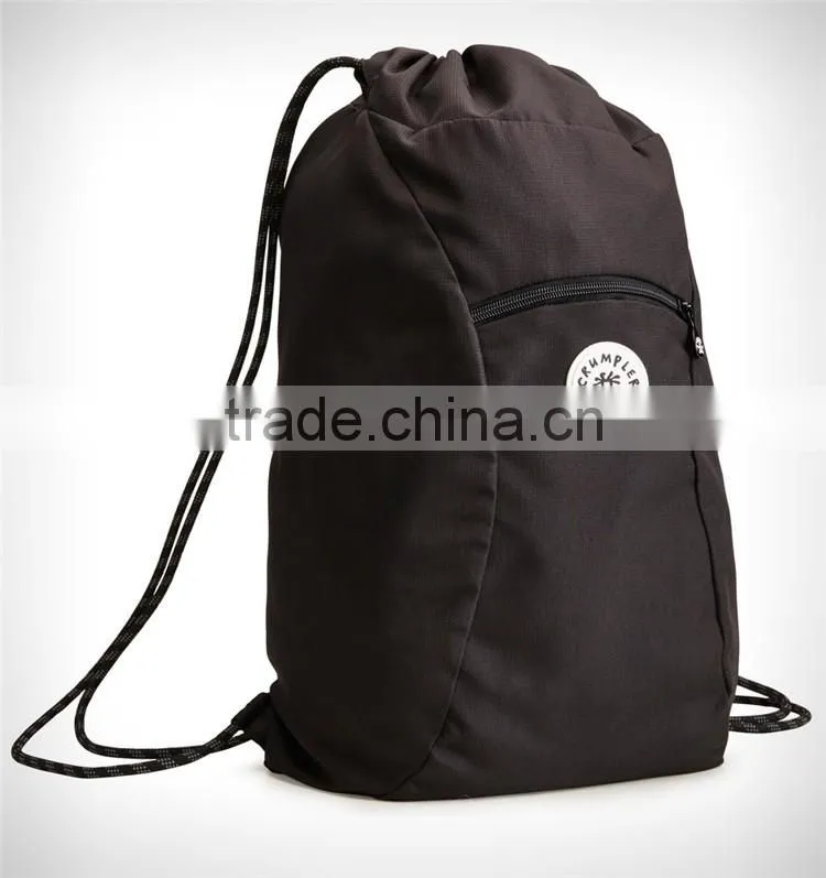 custom your logo khaki polyester gym bag drawstring backpack