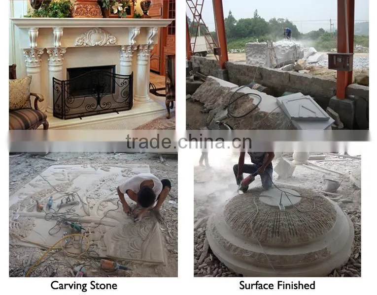 White Antique Hand Made Stone Fireplace Mantel