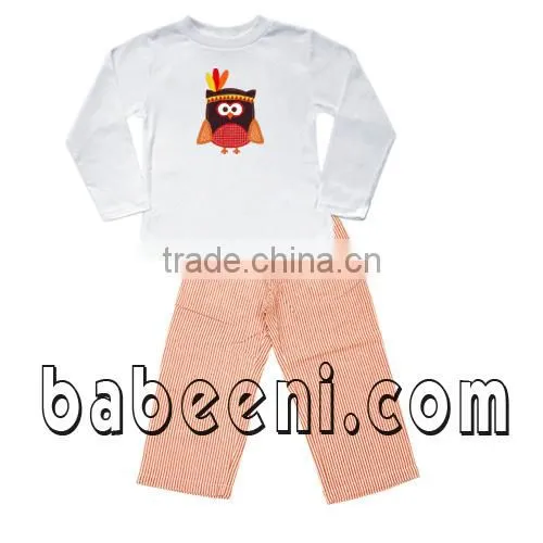 Nice pumpkin applique knit set for girl