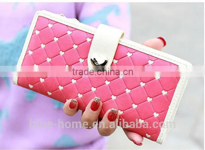 Latest heart design long hasp ladies purse Good quality Showing elegance