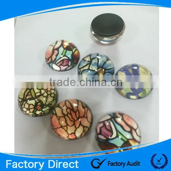 2015 Customized dome crystal glass fridge magnet