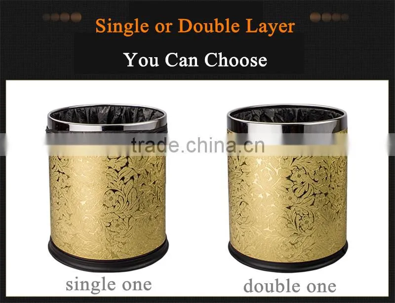 good quality hotel guest room equipment waterproof leather dustbin