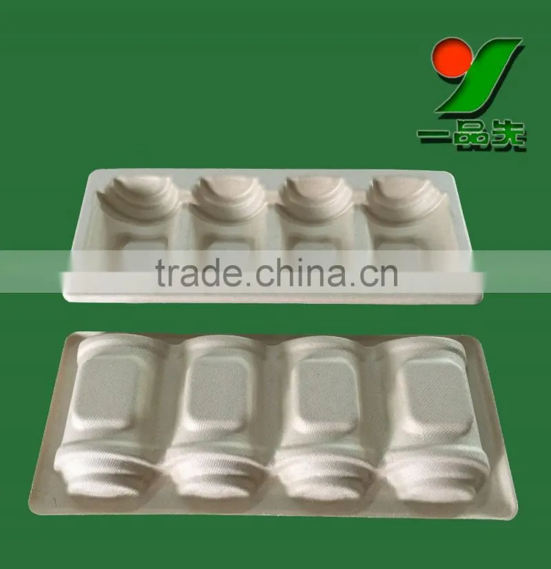 Food Grade Biodegradable Thermoformed Brown Color Eco Friendly Molded Recycled Pulp Bottle Trays Package