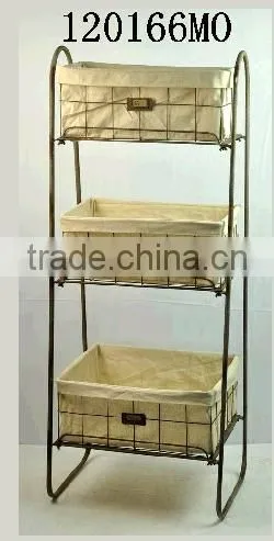 Rustic 3-tier floor basket stand