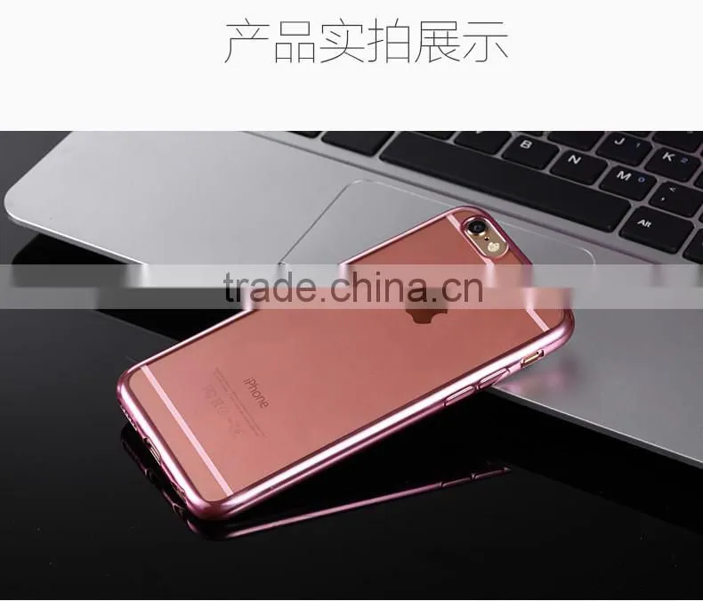 Wholesale hot selling mobile phone cover for iphone 6,electroplated transparent TPU mobile Phone cover For iphone 6