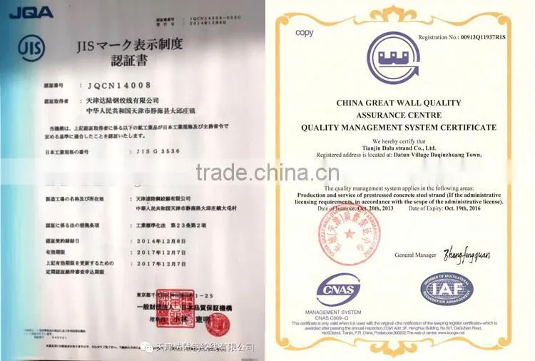 HDPE Steel Wire Cable 1860MPa 12.7mm 15.24mm Unbonded PC strand