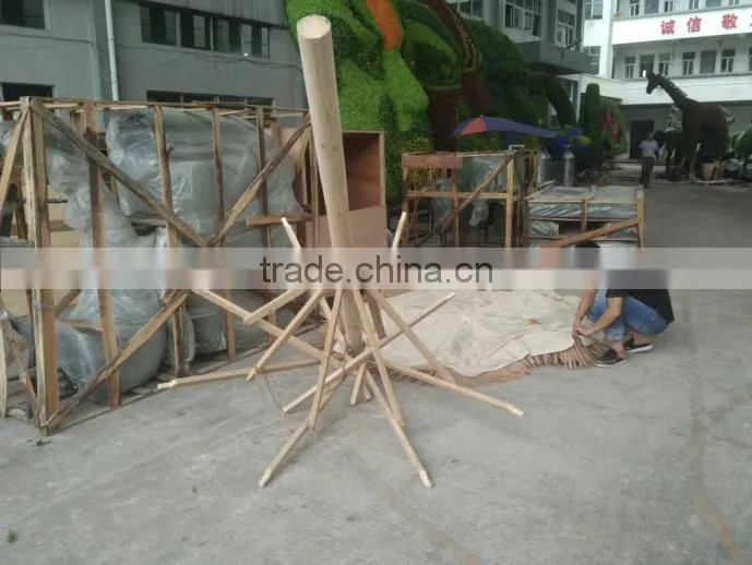 High class sun protection waterproof material outdoor artificial folder and Collapsible thatch umbrella