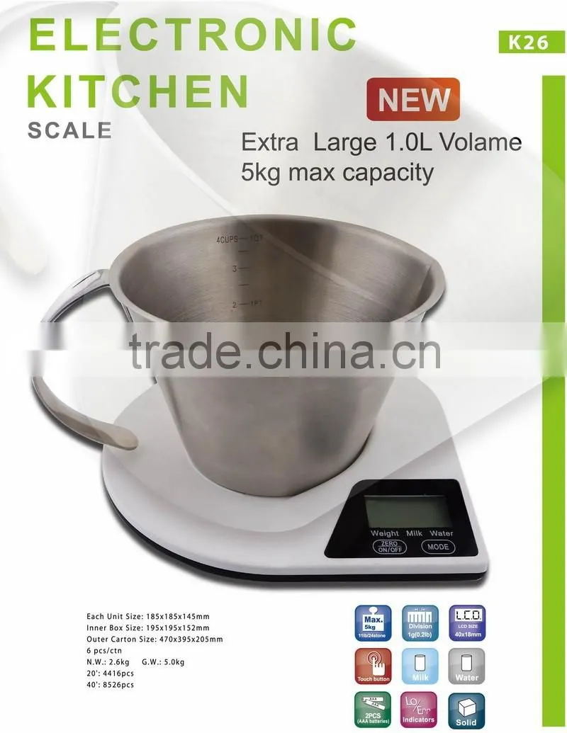 Kitchen scale 1L Volame 5KG max capacity