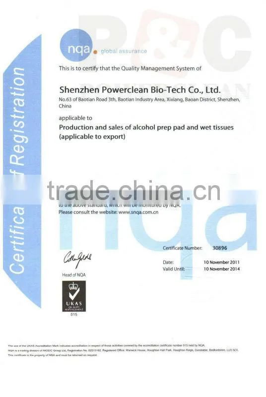 Medical Alcohol Pad/BZK Wipe/Disinfecting Cleaning Wipe