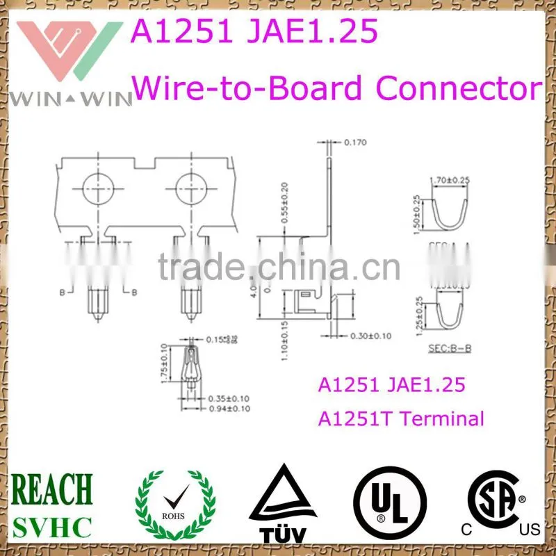 1.25mm pitch A1251 JAE1.25 Electronic Wire to Board Connector