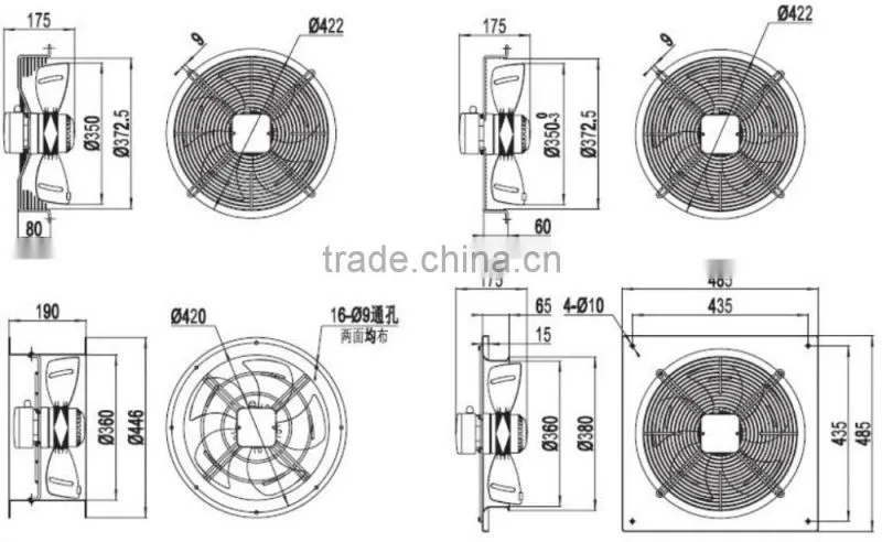 13.8 Inch 350mm 380V AC Industrial Equipment Cooling Fans