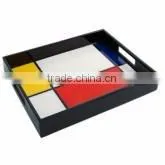 Square black lacquer serving tray table made in vietnam