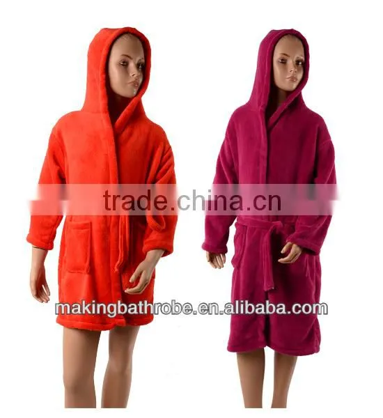 High quality short sleeves coral fleece bathrobe for kids