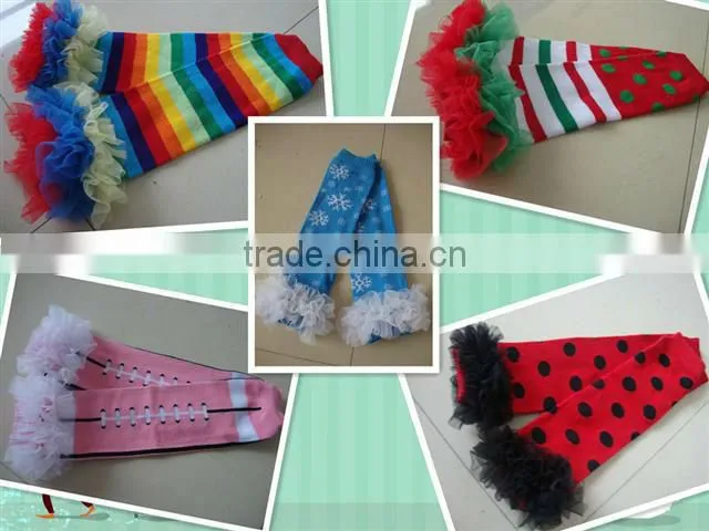 2013 new design Wholesale baby chevron print ruffle leg warmer