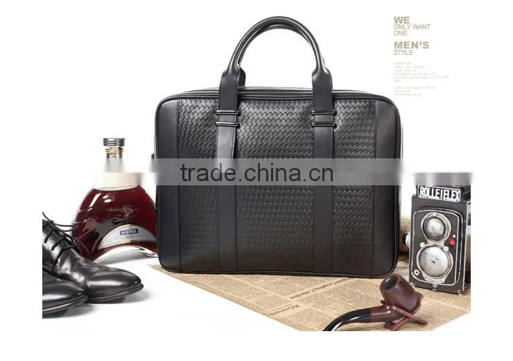 Mens Black Genuine Leather Laptop Shoulder Document Bag
