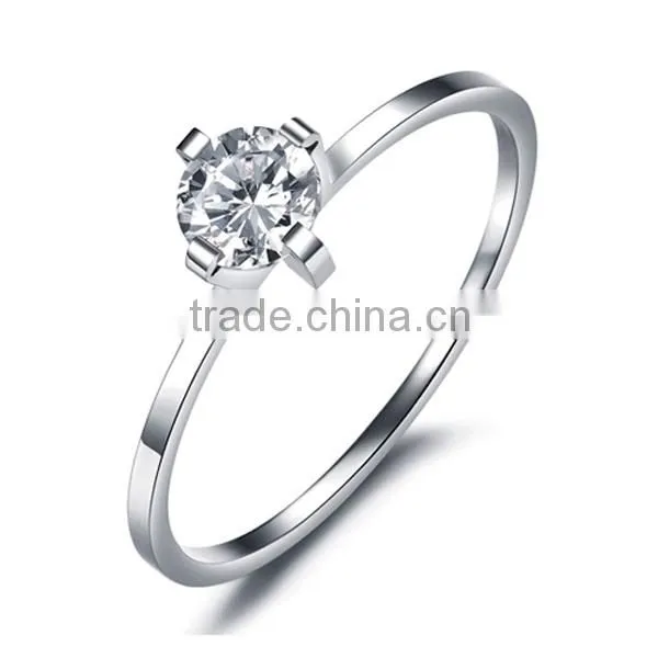 Pink zircon stone stainless steel highpolished jewelry diamond wedding rings pair wedding ring 2014 wedding ring (LR9372)