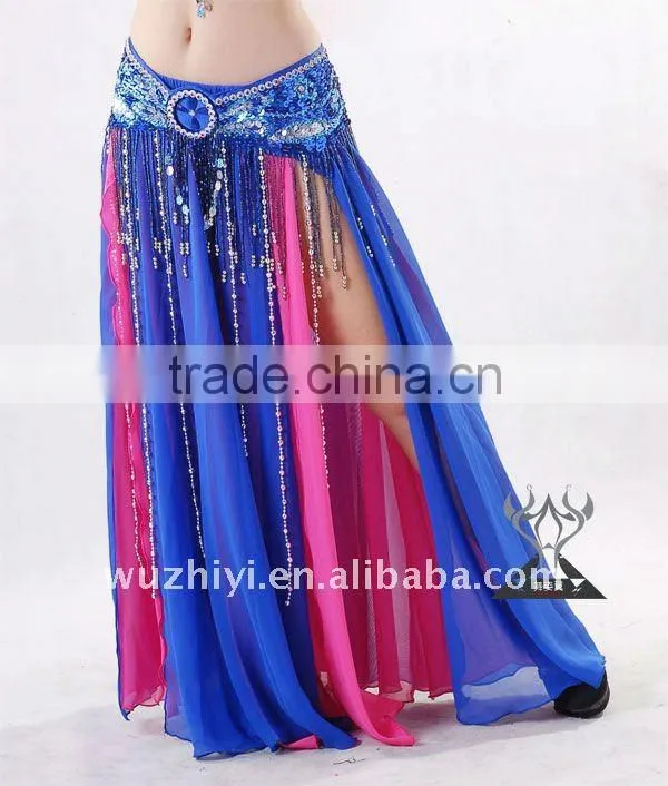 Wholesale new hot selling sexy chiffon bellydance skirts, women's long chiffon belly dance skirts (QC1033)