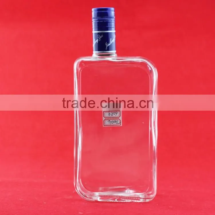 New design boston round bottle square glass liquor bottle liquor bottle factory