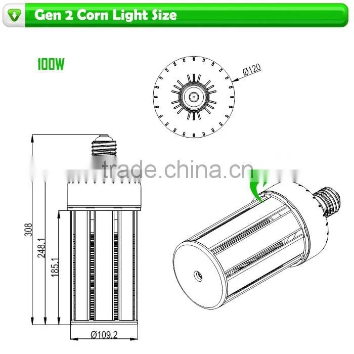 Cooling Fans 125lm/W 80W 220V LED Corn Lamp