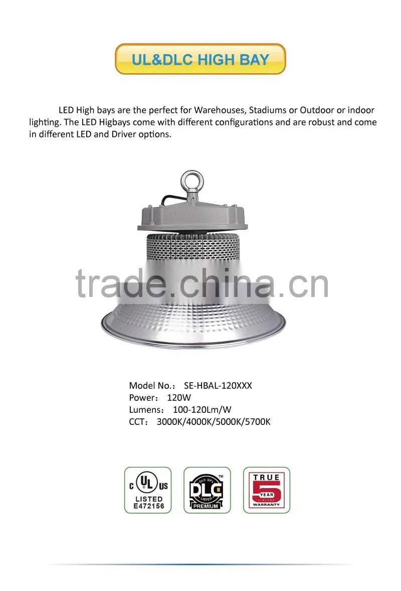2016 New design factory directly sale scales reflector silver 120W LED High Bay Ligh