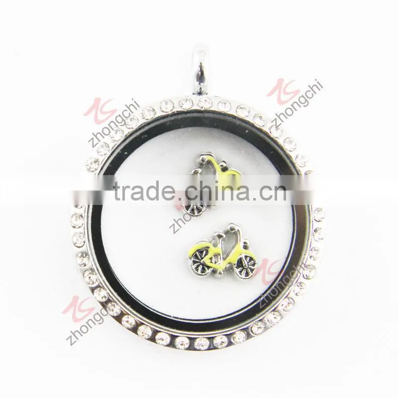 30MM round crystals fancy glass locket pendant