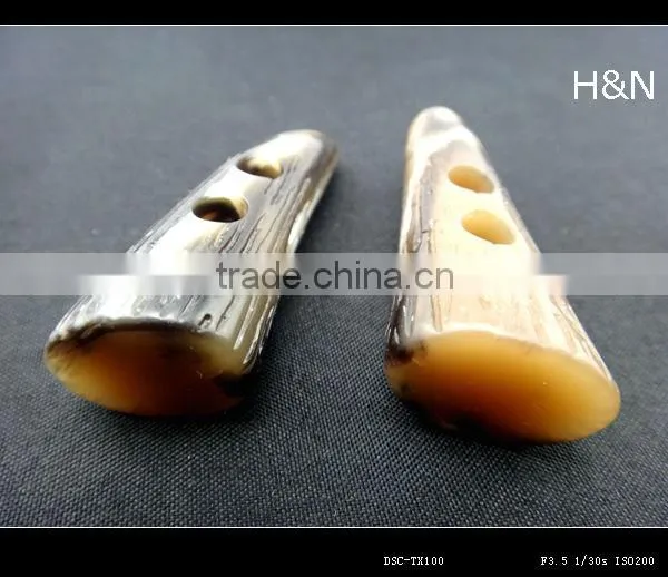 plastic resin toggle horn button for fashion clothing