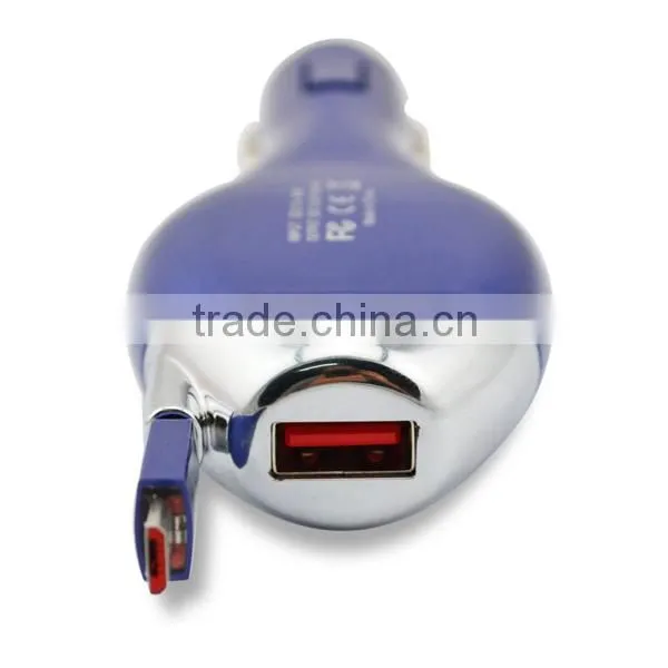 Upscale 3.1a car charger with retractable micro usb cable