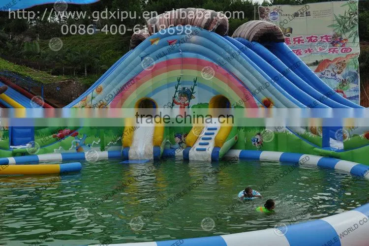 Inflatable commercial water park with slide equipment for sale