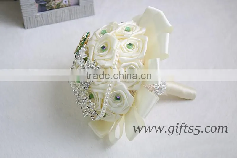 Handmade Satin Roses brooch Wedding bouquets for weddings