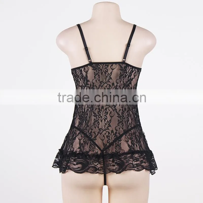 Black sexy open big breast lingerie