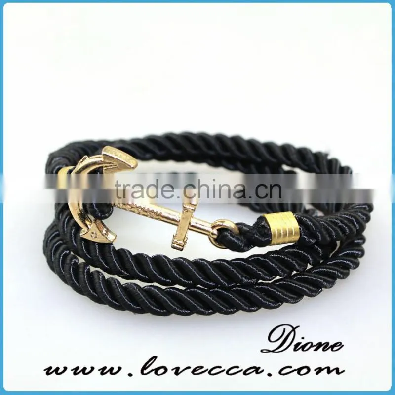 2016 Fashion Navy Style Mens Anchor Leather Rope Bracelet Anchor