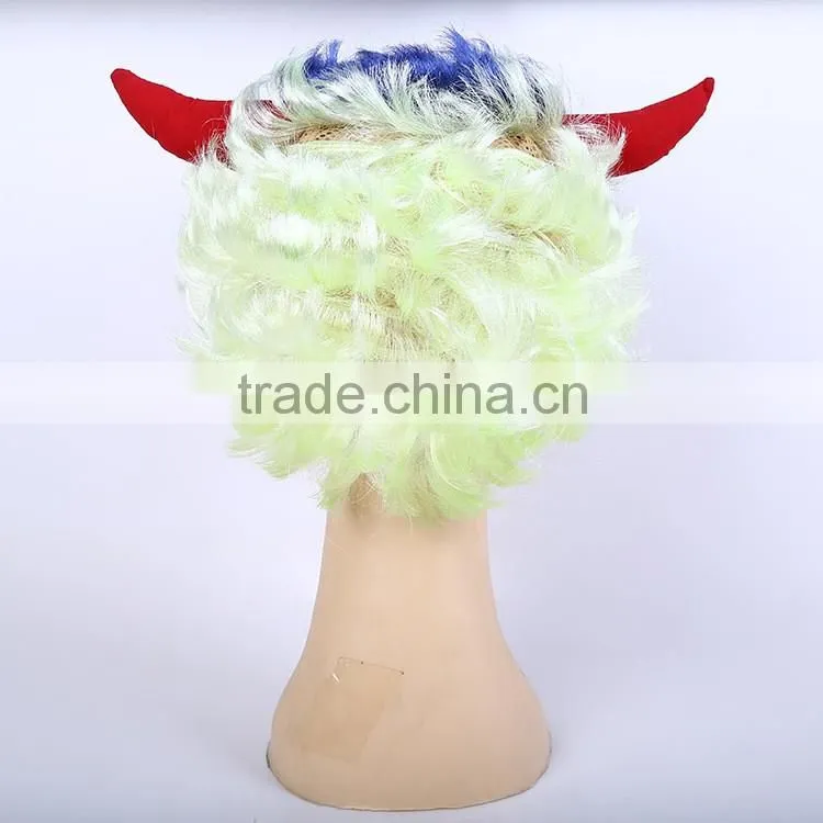 Horn Fans Fake Hair Short Hair Head Holiday Whimsy Show Props Prom Cheap Party Wigs