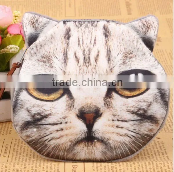 2015 Grey Cute Cat pattern Small Wallet Wallet