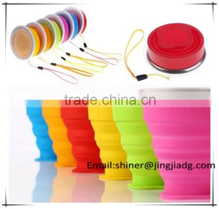 portable silicone retractable folding coffee cup with lid