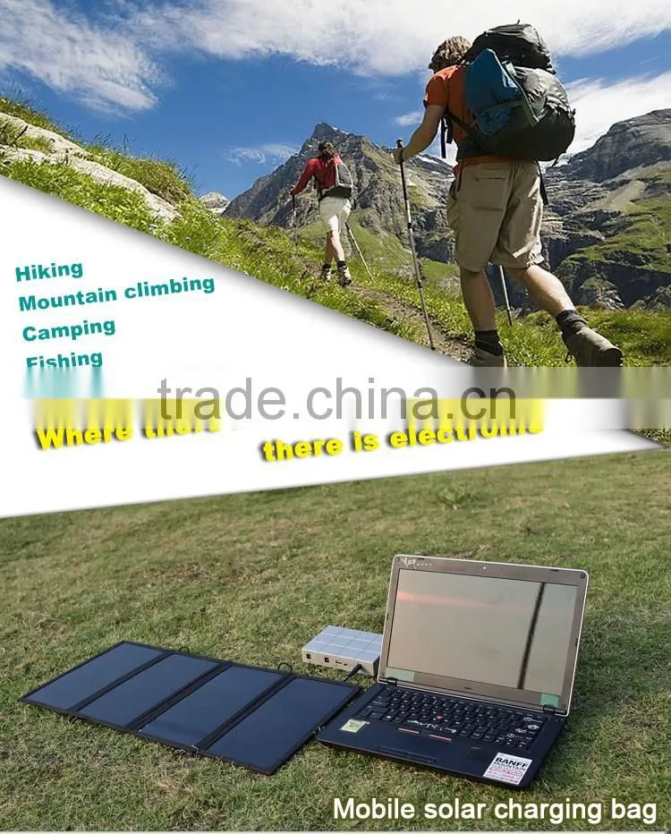 2016 new arrival 20W foldable outdoor camping emergency solar bag foldable solar panel for laptop