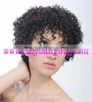 Ladies short black afro curly african american full lace wigs