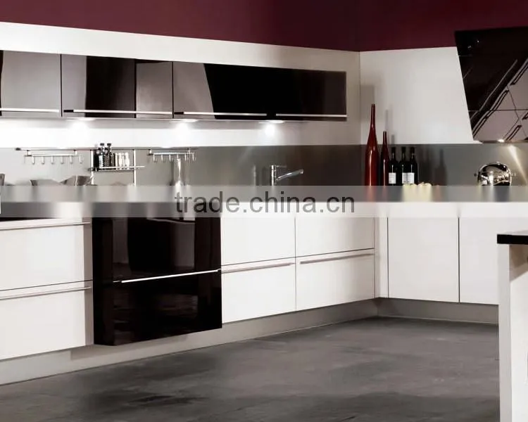Free kitchen design high gloss vinyl wrap doors kitchen cabinets