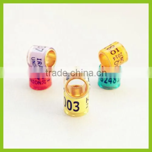 2015 Top Sale New Styple Golden Aluminium Pet 8mm Rings For Pigeon WithYellow Color