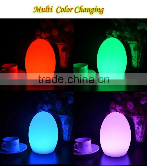 Multi color change egg shaped decorative table lamp for wedding restaurant