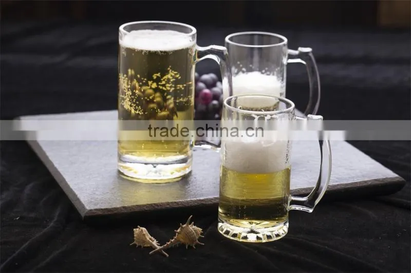 clear glass beer cup with handle glass tea cup from shandong
