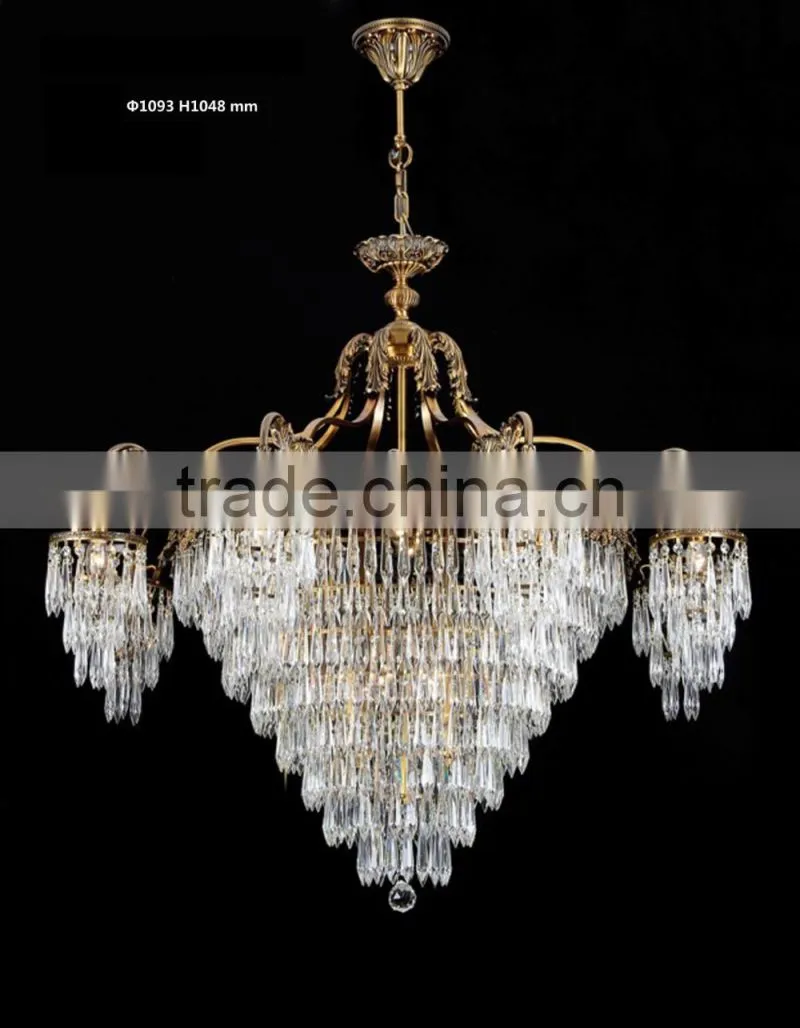 Rococo Style Crystal Bronze Chandelier/ Home Decor Retro Brass Pendant Lamp/ Luxury New Design Ceiling Lamp